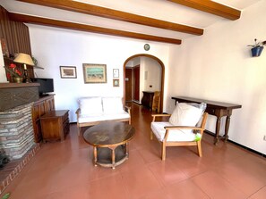 Televisión y chimenea 