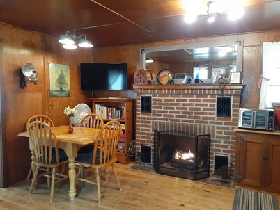Amazing lakefront cabin with private beach, boat slip, kayaks, and pedal boat. 