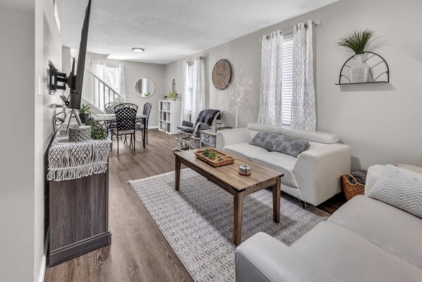 House, 3 Bedrooms | Living area | Smart TV, streaming services - Serene Corner Cottage With Hot Tub 3 Bedroom Home (Imperial)