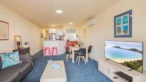 Living area - The Landmark 108, 61B Dowling St - air con, linen, pool, lift, views (Nelson Bay)