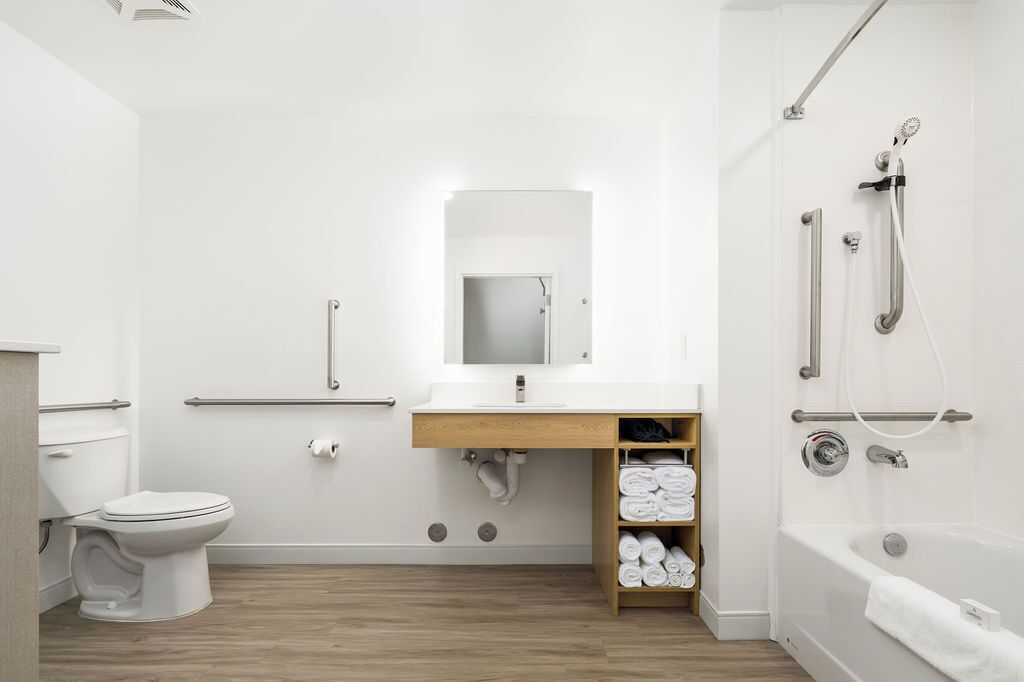 Standard Suite, 2 Queen Beds, Mobility Accessible, Kitchen | Bathroom | Shower, eco-friendly toiletries, hair dryer, towels