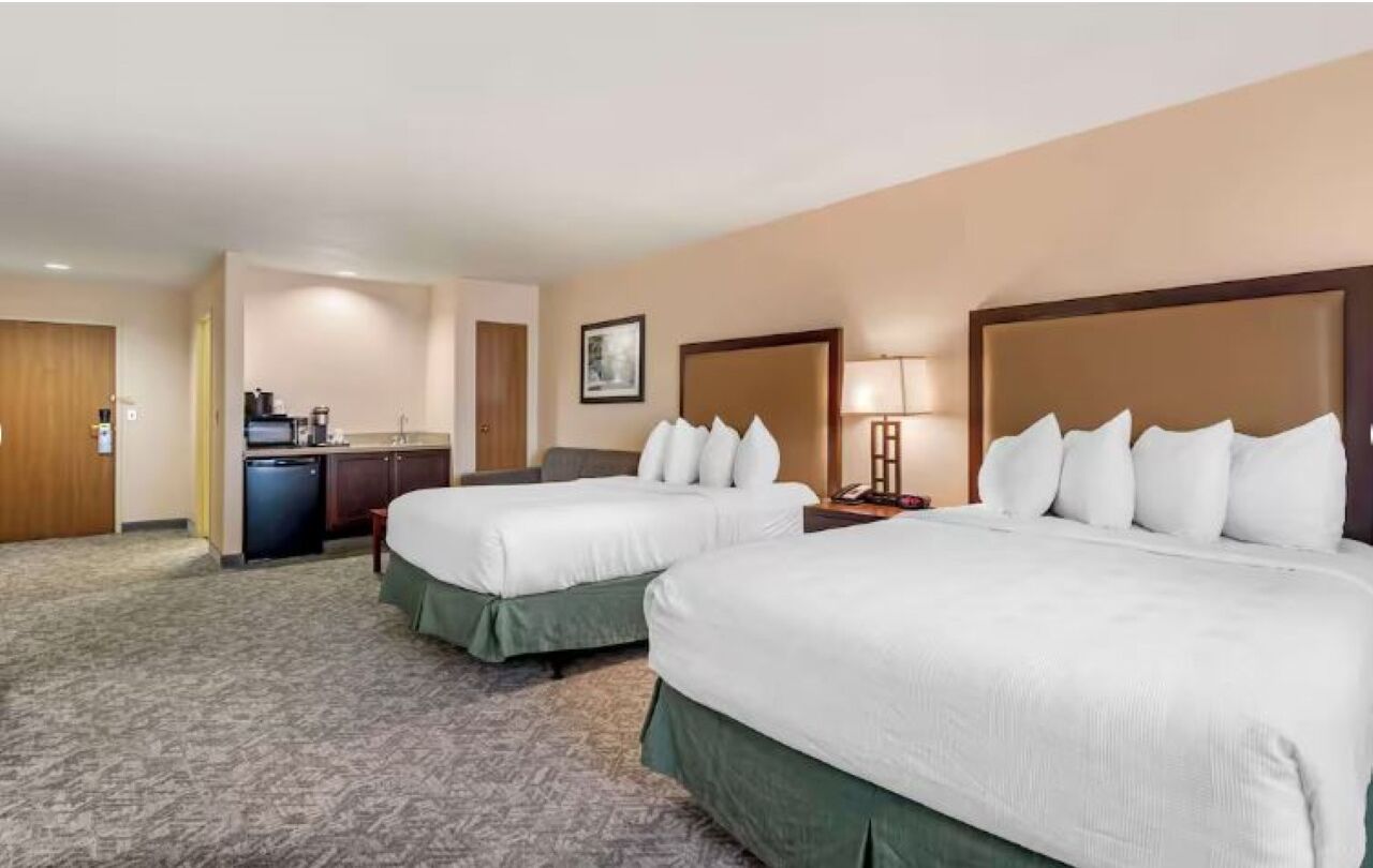Settle into a roomy suite with beds and handy kitchenette.