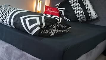 1 bedroom, desk, iron/ironing board, travel cot