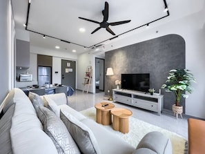 Premier Condo | Living area | 43-inch Smart TV with cable channels, Netflix, streaming services