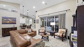 House, Multiple Beds (Home with pool, outdoor TV and walk t) | Living area