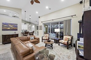 House, Multiple Beds (Home with pool, outdoor TV and walk t) | Living area - Home With Pool, Outdoor TV and Walk to Tigertail Beach (Marco Island)