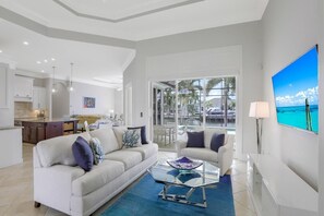 House, Multiple Beds (SW exposure home on wide canal with p) | Living area - SW Exposure Home on Wide Canal With Pool and spa (Marco Island)