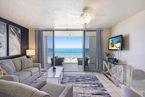 Condo, 1 King Bed (Beachfront condo with restaurant, poo) | Living area - Beachfront Condo With Restaurant, Pool, spa and gym (Marco Island)