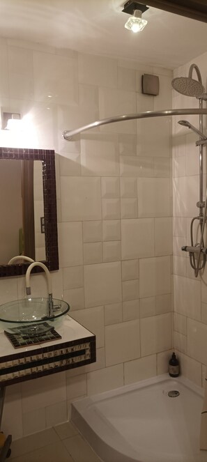 Shower, towels, soap, toilet paper - Gościnne Gniazdo - parter małego domku do dyspozycji gości. (Bedzin)