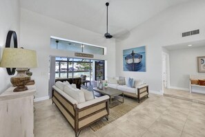 House, Multiple Beds (Direct boating access waterfront home) | Living area - Direct Boating Access Waterfront Home With Pool/spa (Marco Island)