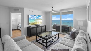 Condo, Multiple Beds (Beachfront condo with pools, gym and ) | Living area - Beachfront Condo With Pools, gym and Charcoal Grills (Marco Island)