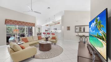 House, Multiple Beds (Home with heated pool and steps to be) | Living area