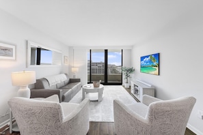 Condo, Multiple Beds (Penthouse beachfront condo with pool/) | Living area - Penthouse Beachfront Condo With Pool/fitness/grills (Marco Island)