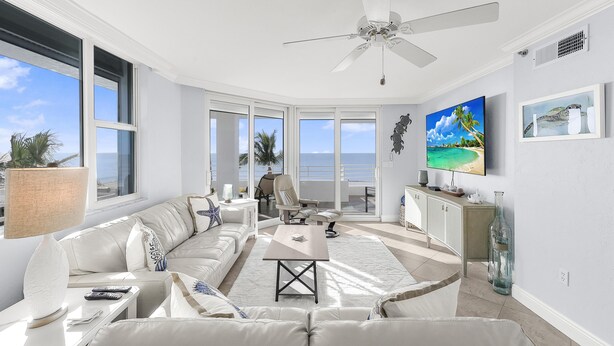 Condo, Multiple Beds (Somerset three-bedroom end unit beach) | Living area - Somerset Three-bedroom end Unit Beachfront Condo (Marco Island)