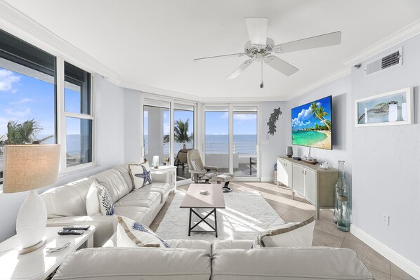 Condo, Multiple Beds (Somerset three-bedroom end unit beach) | Living area - Somerset 401 (Marco Island)