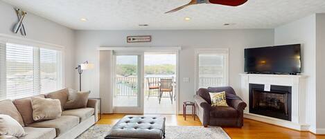 TV, DVD player, video library