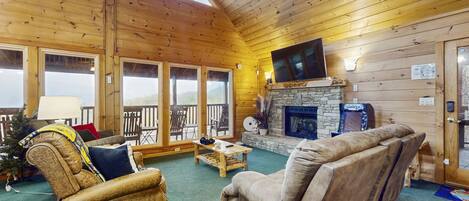 TV, fireplace, ping pong