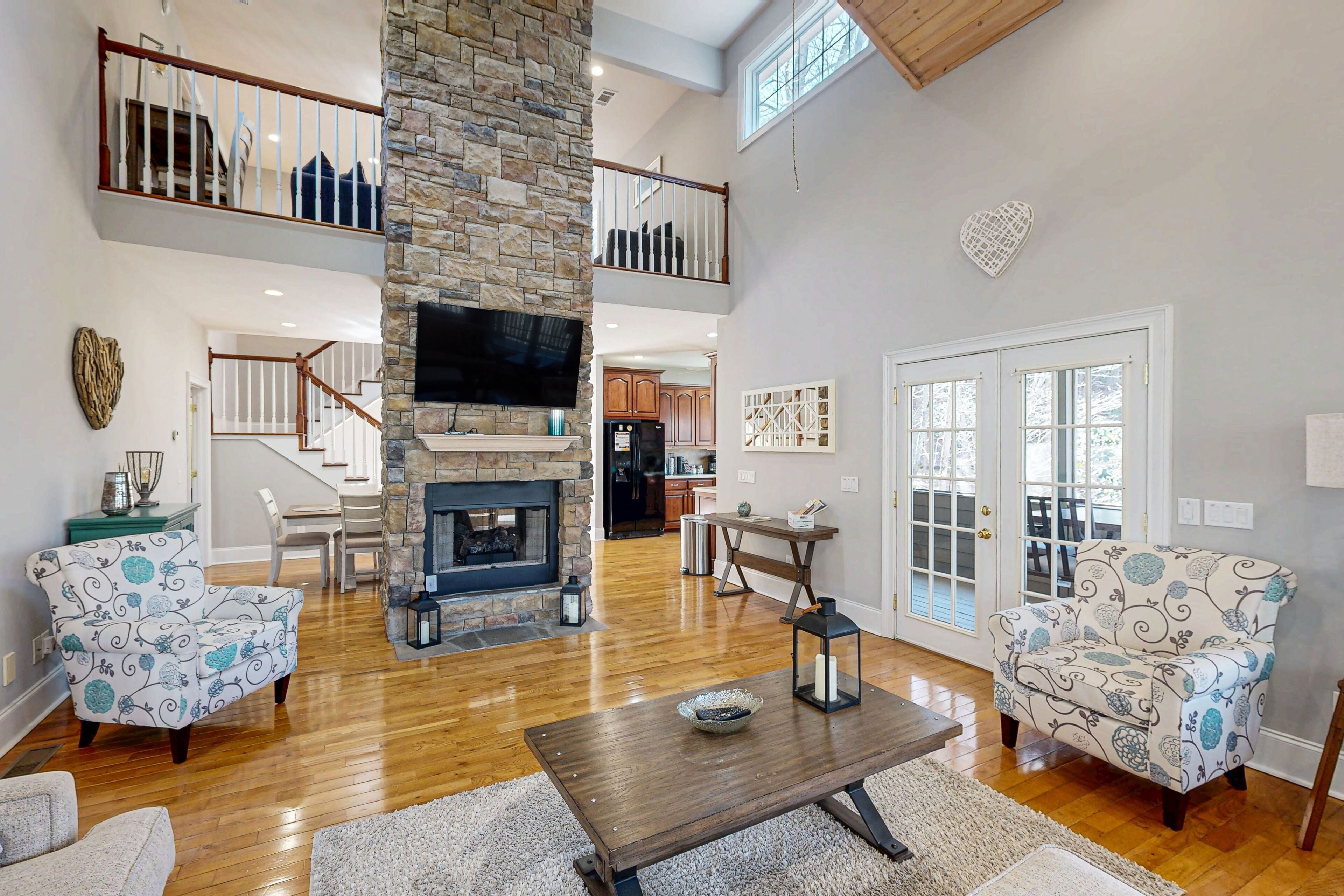 TV, fireplace, DVD player, ping pong