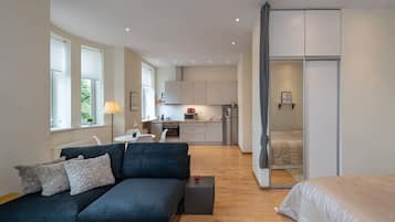 1 bedroom, desk, soundproofing, iron/ironing board