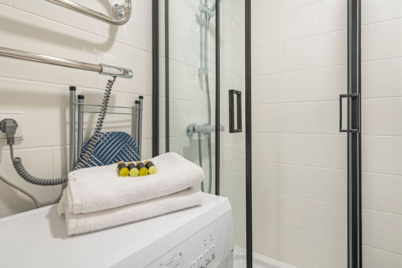 Hair dryer, towels
