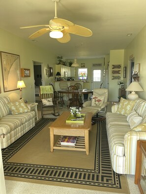 Smart TV, DVD player, books, video library