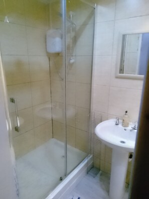 Shower, soap, toilet paper