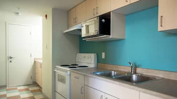 Economy Apartment | Shared kitchen | Full-size fridge, microwave, oven, stovetop