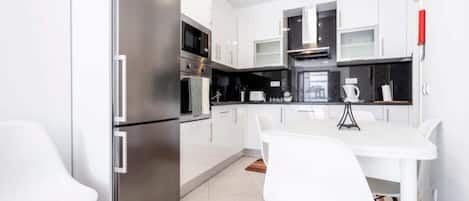 Fridge, microwave, oven, toaster