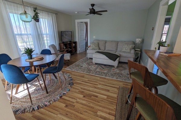 Living room, Dining room, and breakfast nook from the foyer