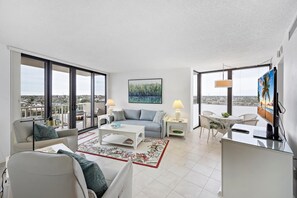 Condo, Multiple Beds (Beachfront condo with pool, tennis an) | Living area - Beachfront Condo With Pool, Tennis and Fitness Center (Marco Island)