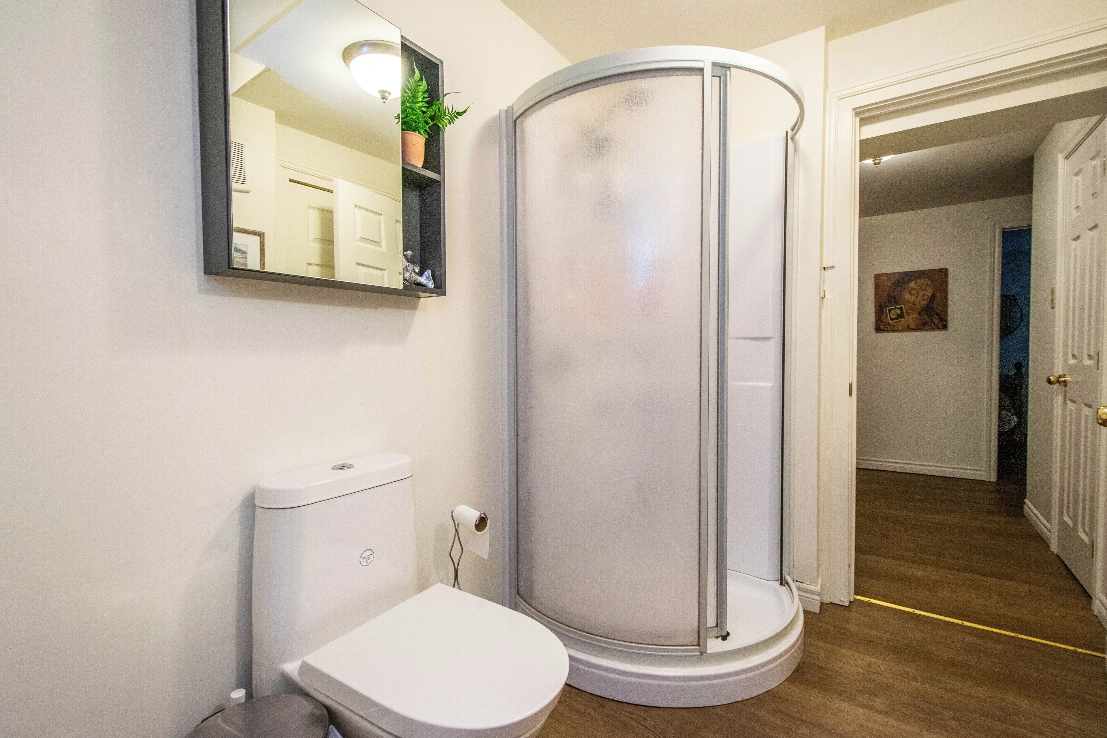 Suihku, hiustenkuivaaja, pyyhkeet, vessapaperi