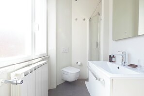 Suihku, hiustenkuivaaja, bidee, pyyhkeet