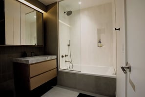 Hair dryer, towels, toilet paper