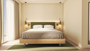 Kamer, 1 kingsize bed, uitzicht op zee | Een kluis op de kamer, een strijkplank/strijkijzer, gratis wifi