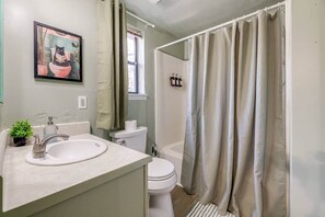 Hair dryer, soap, toilet paper