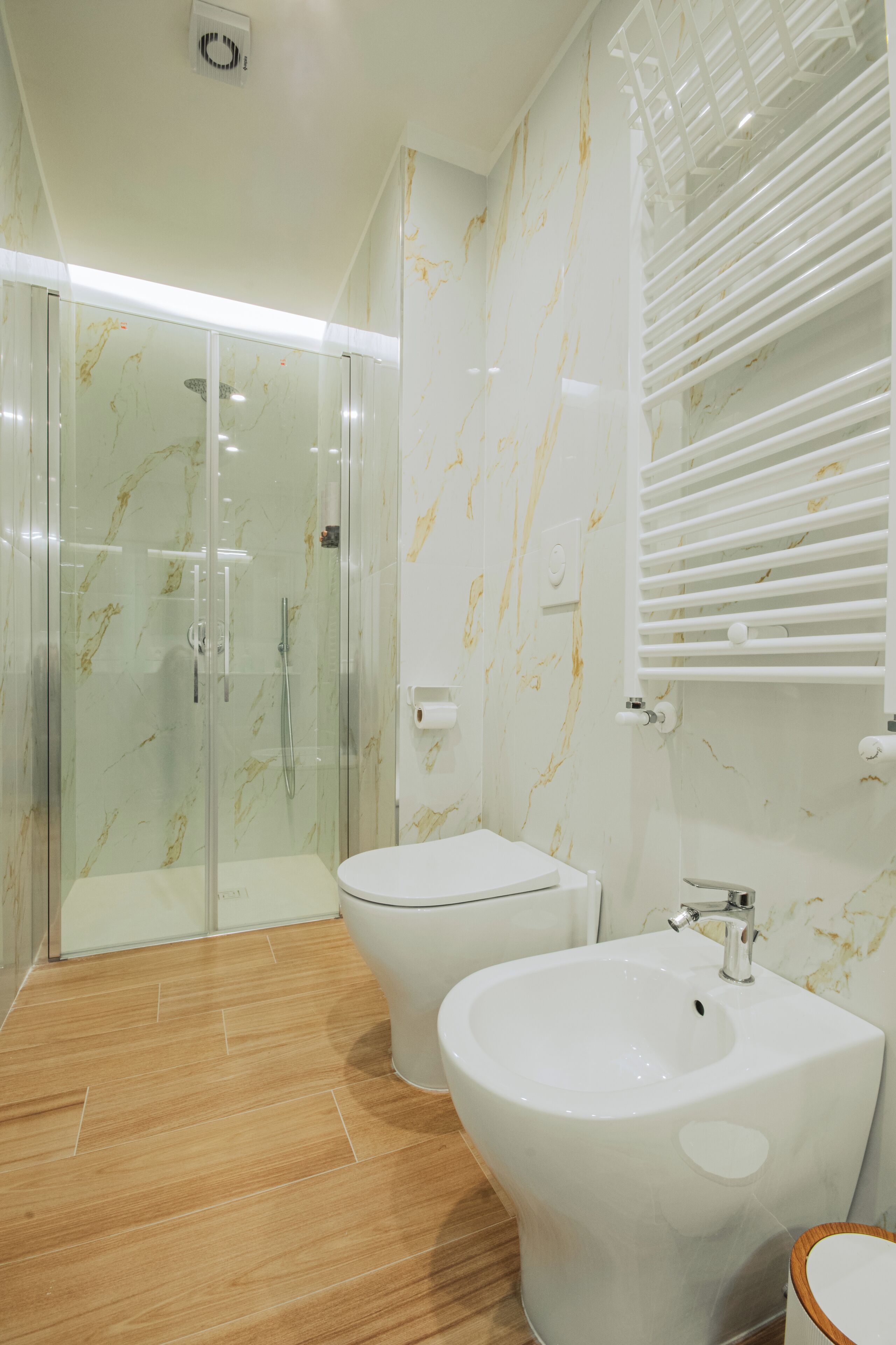 Dusche, Haartrockner, Bidet, Handtücher