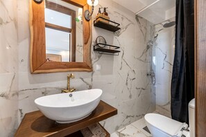 Hair dryer, towels, toilet paper