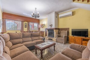 TV, fireplace