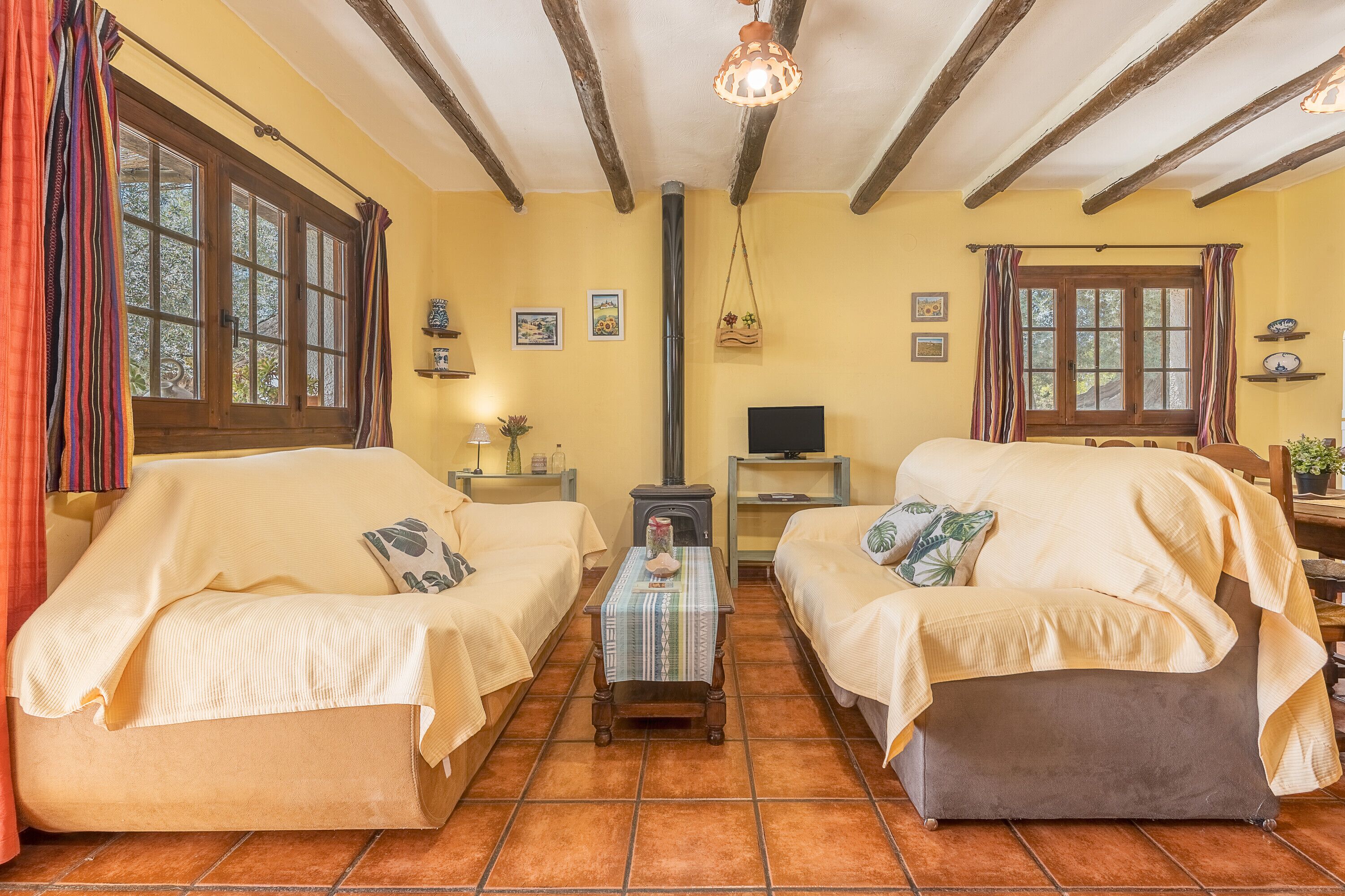 Televisión y chimenea 