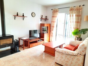 TV, fireplace