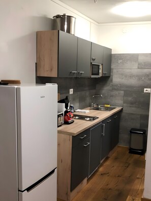 Kühlschrank, Mikrowelle, Herdplatte, Geschirrspüler