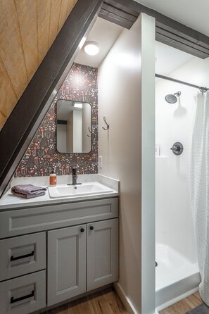 淋浴设施、吹风机、毛巾、肥皂