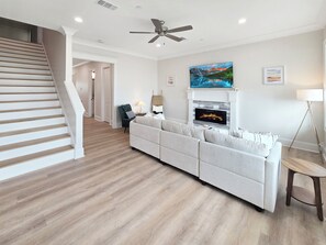 Smart TV, fireplace, video games