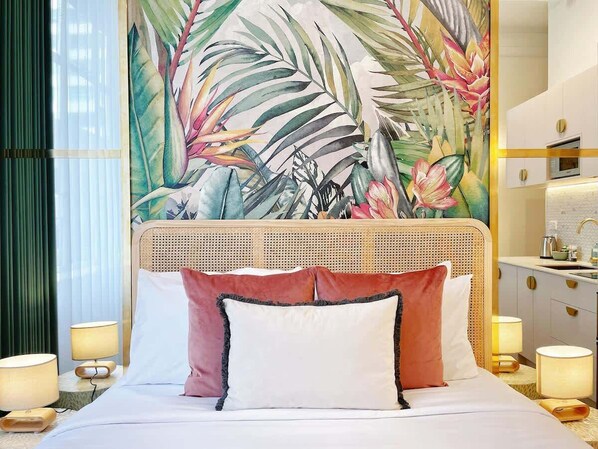 1 habitación, tabla de planchar con plancha, wifi y ropa de cama