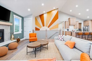 Smart TV, fireplace, video games, ping pong