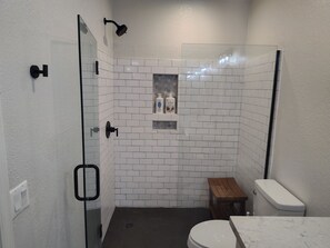 Eco-friendly toiletries, hair dryer, towels, soap