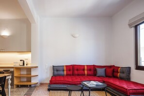 Comfort Apartment, Balcony, City View | Living area | Flat-screen TV - stylish apt up to 4 in Rethymno (Rethymno)