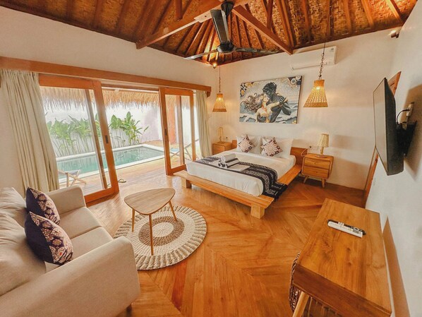 Luxe villa, 1 slaapkamer, uitzicht op zwembad, aan het strand | Gratis wifi, beddengoed