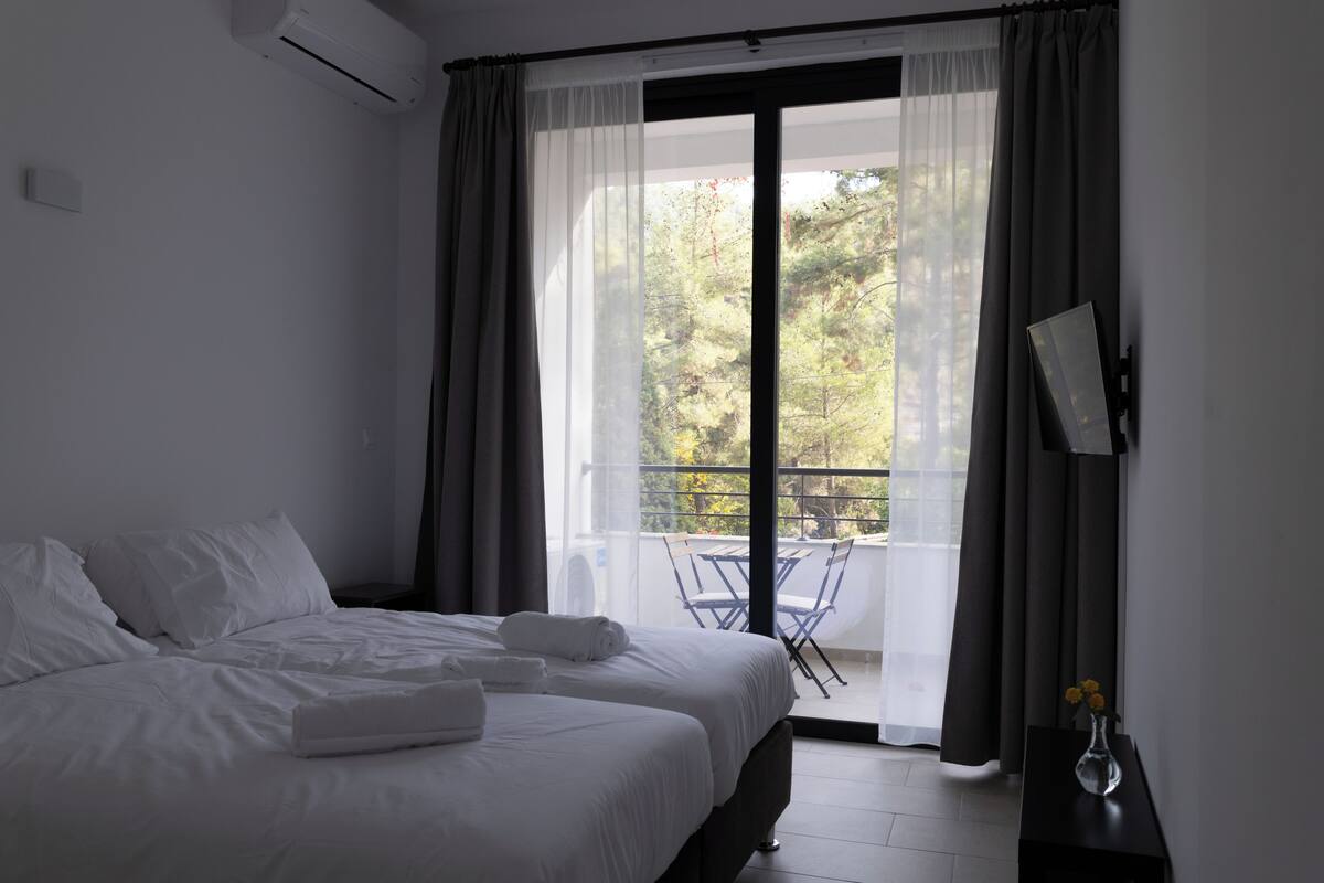Habitación Confort con 2 camas individuales, balcón, vistas a la montaña | Wifi gratis