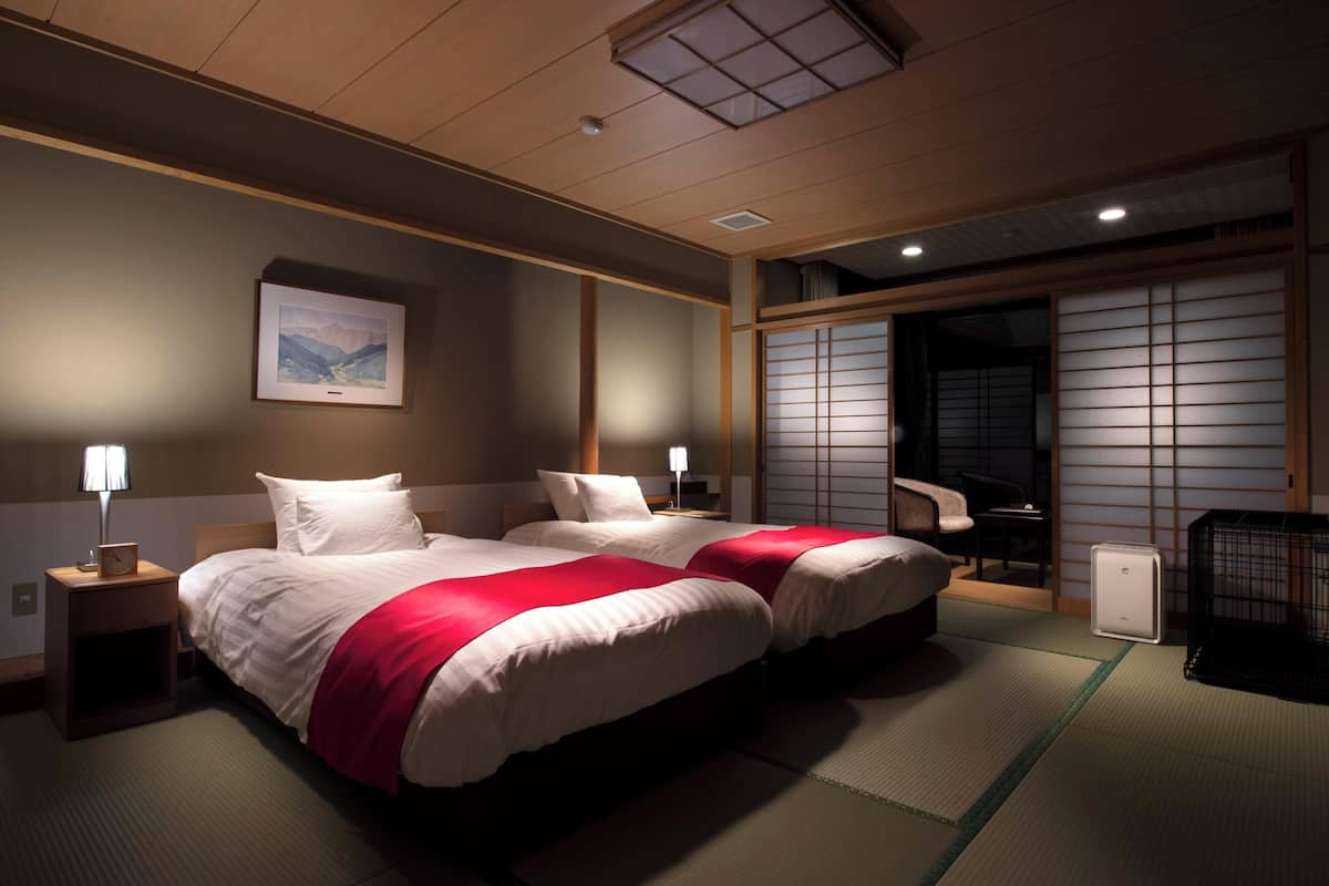 Tweepersoonskamer in Japanse stijl met 2 eenpersoonsbedden, niet-roken | Gratis wifi, beddengoed